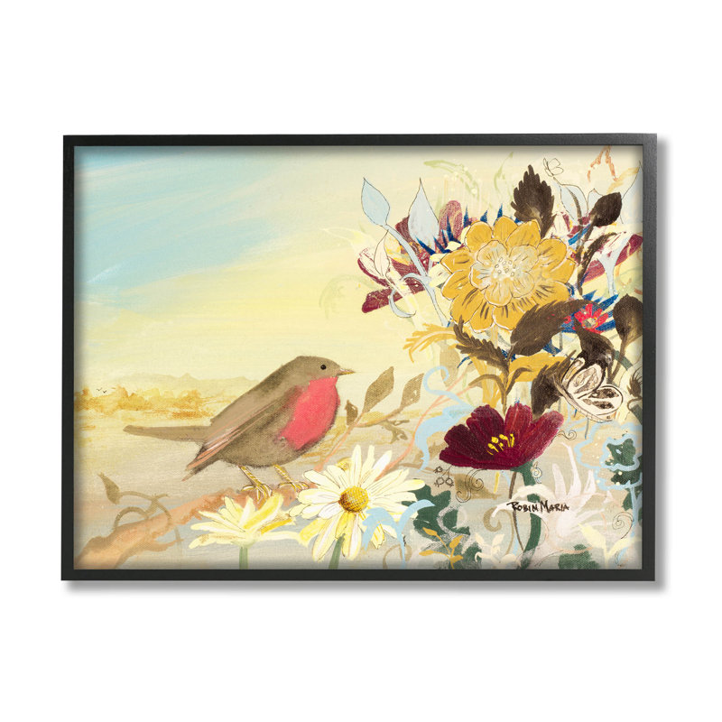 Arrangement giclée d'oiseaux par Robin Maria, H 11 po x l 14 po x P 1,5 po, Giclée encadrée noir minuit