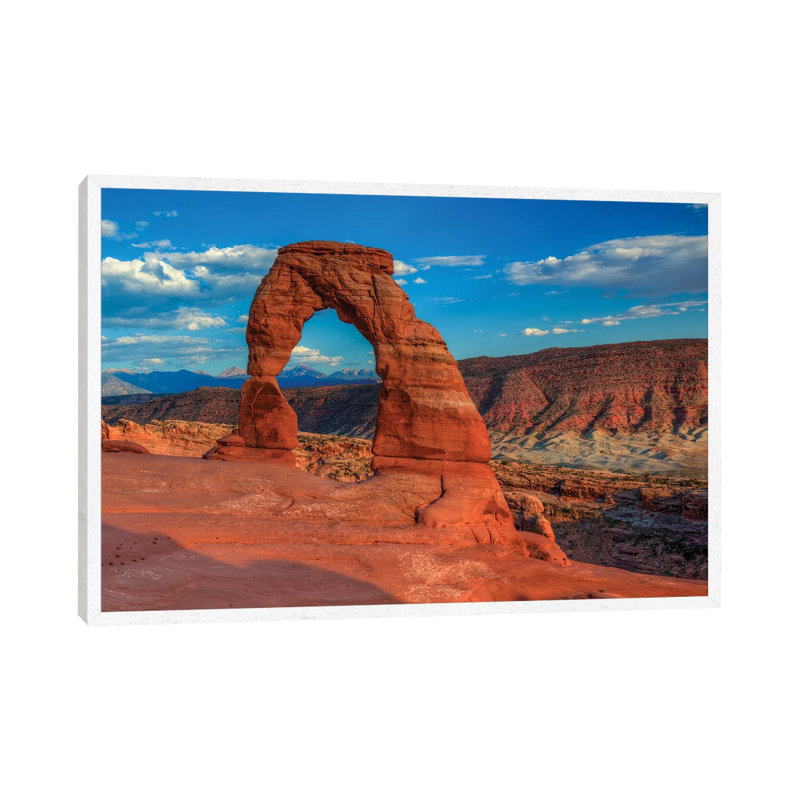 Delicate Arch-Utah by Bill Sherrell - Print on Canvas, 66.04cm H x 101.6cm W x 3.81cm D, White Floater Framed