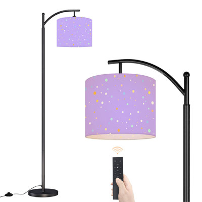 Arc Floor Lamp Pastel colored poster grunge halftone texture Hand drawn dotted Floor Lamps with Remote LED Lights Adjustable Lamp Shades Tall Standing Lamps for Reading Office Living Room
