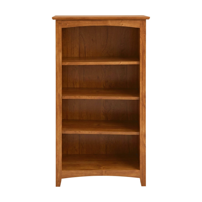 Malani 36" H Solid Wood Classic Bookcase, Tuscan Brown, (4 Shelves) 48"H x 25.75"W x 12.875"D
