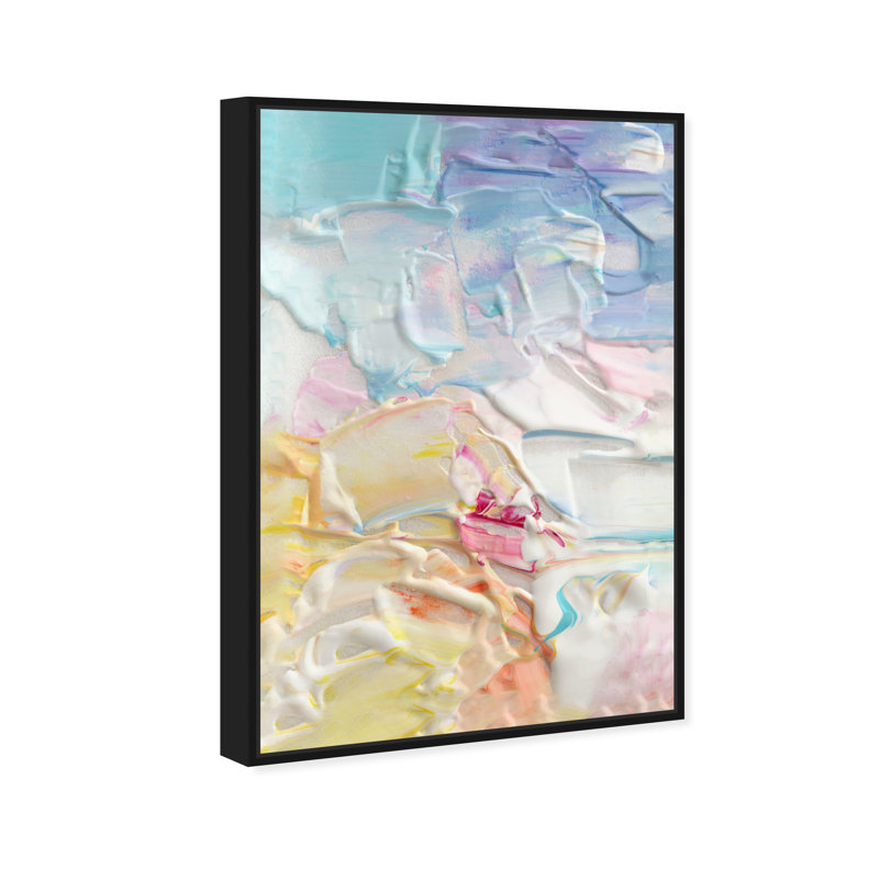 Colorful Modern Textured Painting Painting by Oliver Gal, Black Floater Framed, 24" H x 16" W x 1.5" D