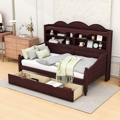 Daybed With Storage Drawers and Shelves