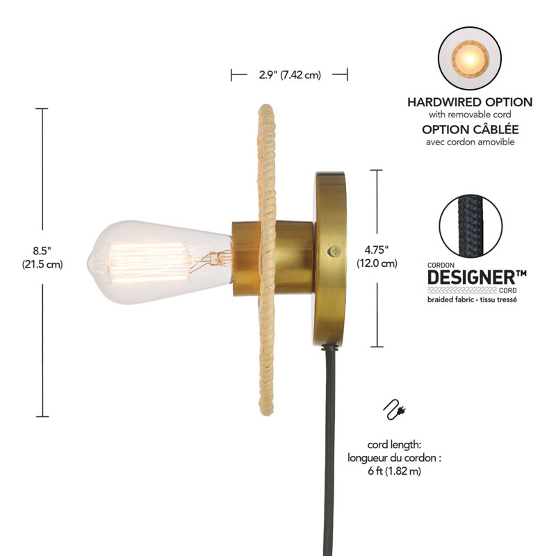 Geers Aluminum Plug-in Armed Sconce