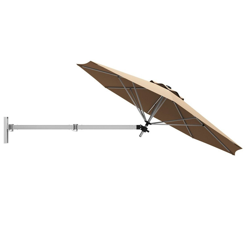 Aiyona 247 cm W X 167 cm D Hexagonal Wall Mount Parasol with Manual Lift, Beige