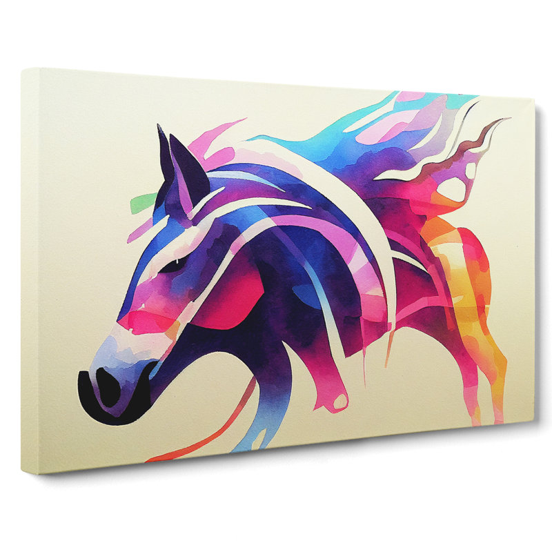Watercolour Horse Vol.5 Abstract - Wrapped Canvas, 40cm H x 60cm W x 3cm D