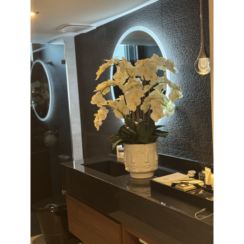 Matte Visage Vase With White Orchids