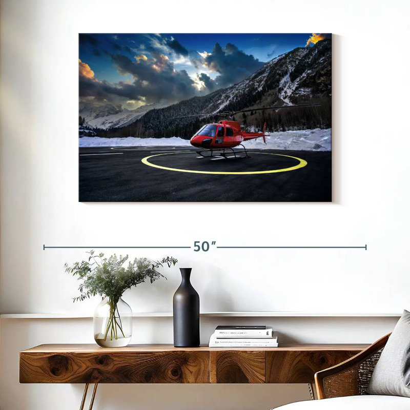 Winter Mountain Helicopter, 26" H x 39" W