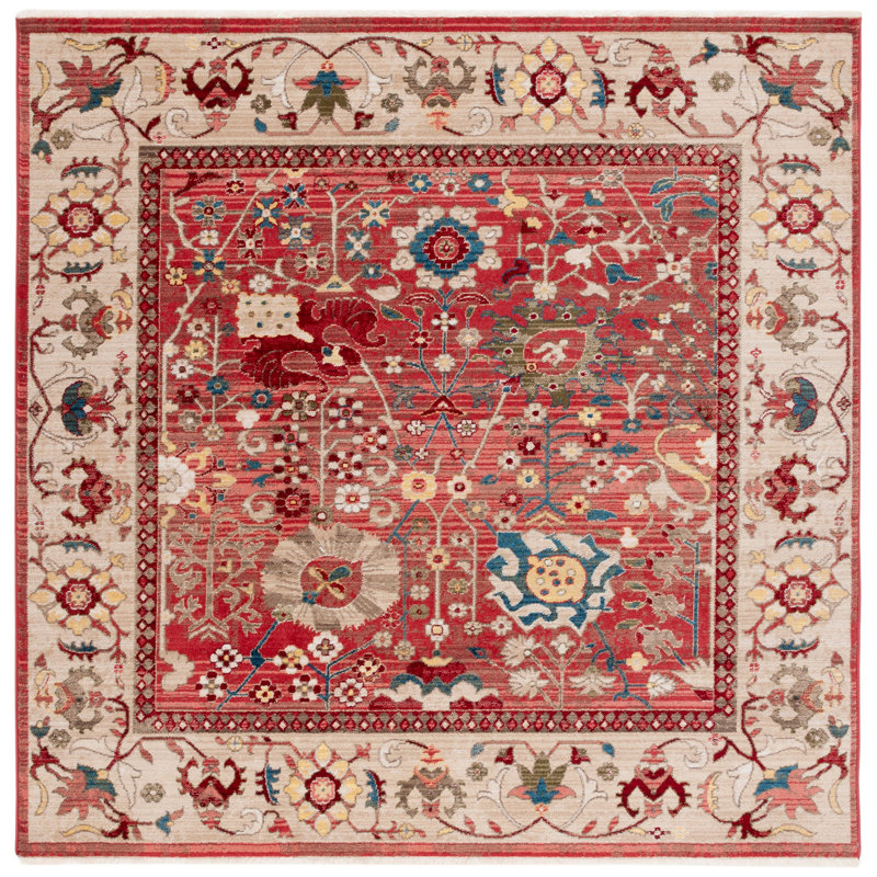 Kurtz Performance Oriental Rug, Square 6'7", Red/Beige