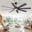 Ventilateur de plafond de 70 pouces avec télécommande, 8 pales de ventilateur double face en composite de bois massif, 6 vitesses, rotation bidirectionnelle, 3 CCT, éclairage à intensité variable, convient aux grands espaces