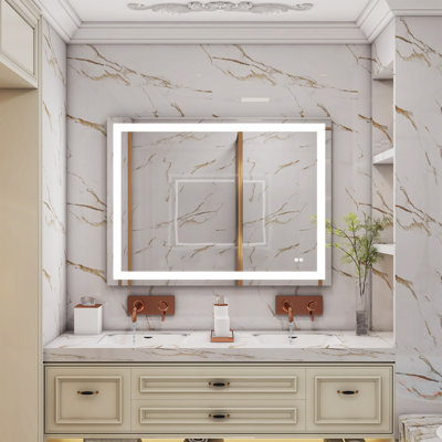 Wall Mounted LED Bathroom Mirror With Memory Function,Dimmable, Anti-Fog (Horizontal/Vertical)