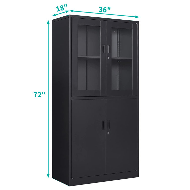 Metal Storage Cabinet Locker for Home Office, 71 Garage Storage Cabinet  with Lockable Doors & Adjustable Shelves - Pantry Cabinets for Kitchen