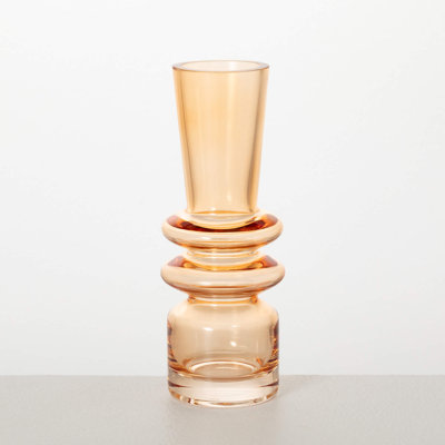 Amber Glass Vase 8"H