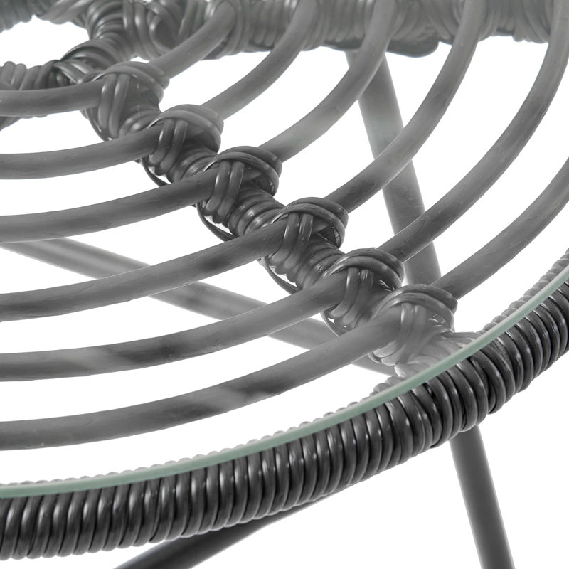Table d'appoint en faux rotin Orlando, Gris