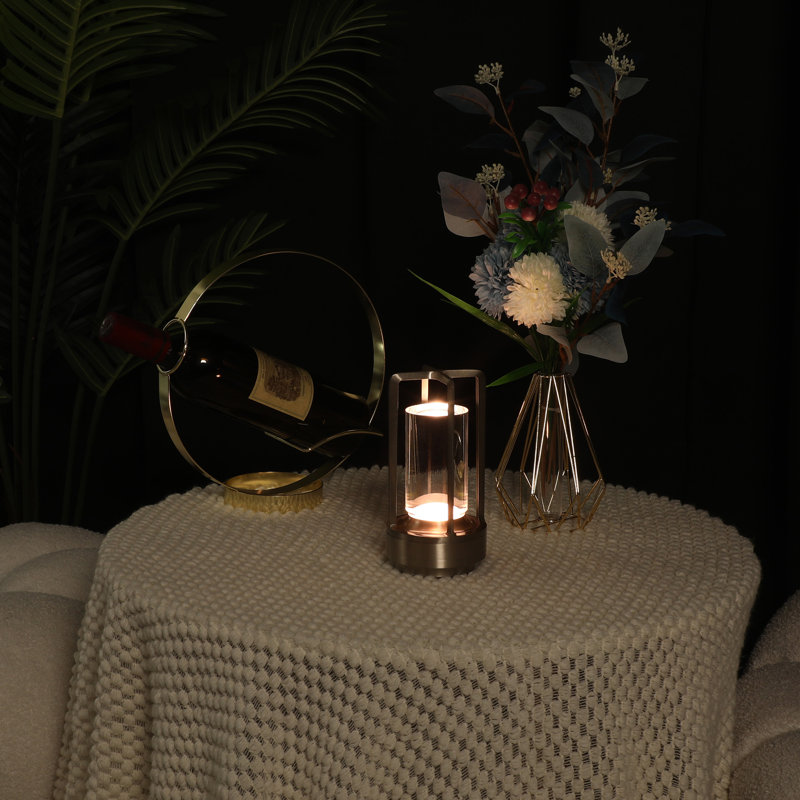 6.9'' Battery Powered Integrated Led Outdoor Table Lamp (Set of 2), Silver