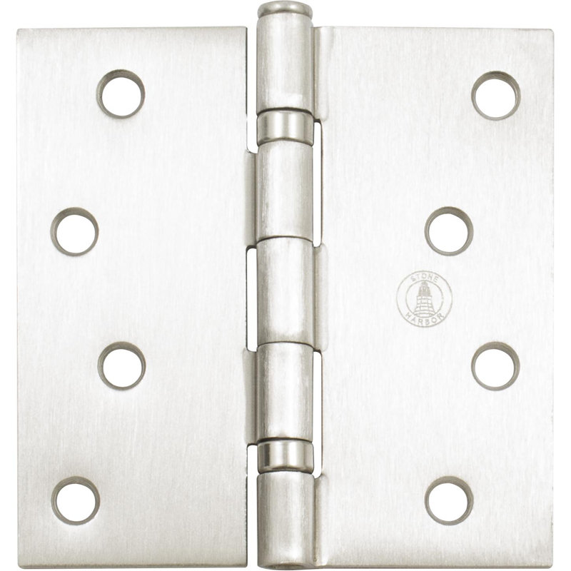 Charnières de porte à roulement à billes 4 po, coin carré, Nickel satiné