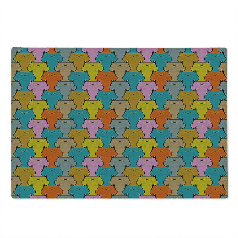 Ambesonne Funny Cutting Board Large Size Colorful Grumpy Face Cats Multicolor