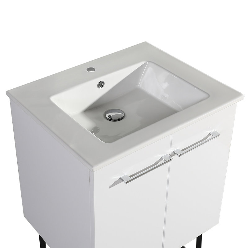 Annecy 24 In. Bathroom Vanity With Ceramic Sink Top, White, White, Triple
