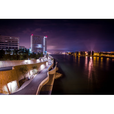 Rhine Promenade Basel by JonaAebischer - Wrapped Canvas Print