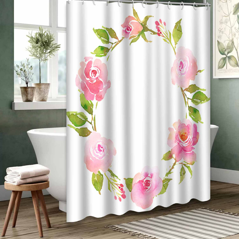 Rideau de douche rose imperméable, rideaux de douche pour la salle de bain avec 12 crochets, 72" L x 72" W