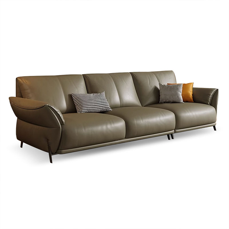 Canapé modulaire vert en cuir véritable, H 32,28 po x l 110,24 po x P 36,61 po, Vert