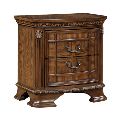 Bedroom Nightstand, Elegant Design Nightstand with 2 Drawers, Wooden Nightstand for Bedroom