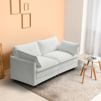 Modular Sectional Sofa with Deep Seat,Freely Combined Comfy Corduroy Couch,Arm chair with Pillows for Living Room, Apartment, Studio, Office,2-seat Ov by Ebern Designs