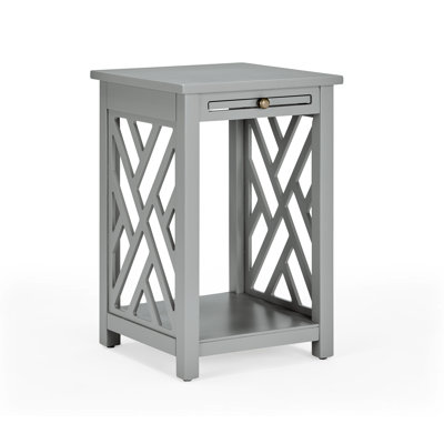 Lund 15.75" Wide Rectangular End Table With 1 Tray And 1 Shelf, Dove Gray