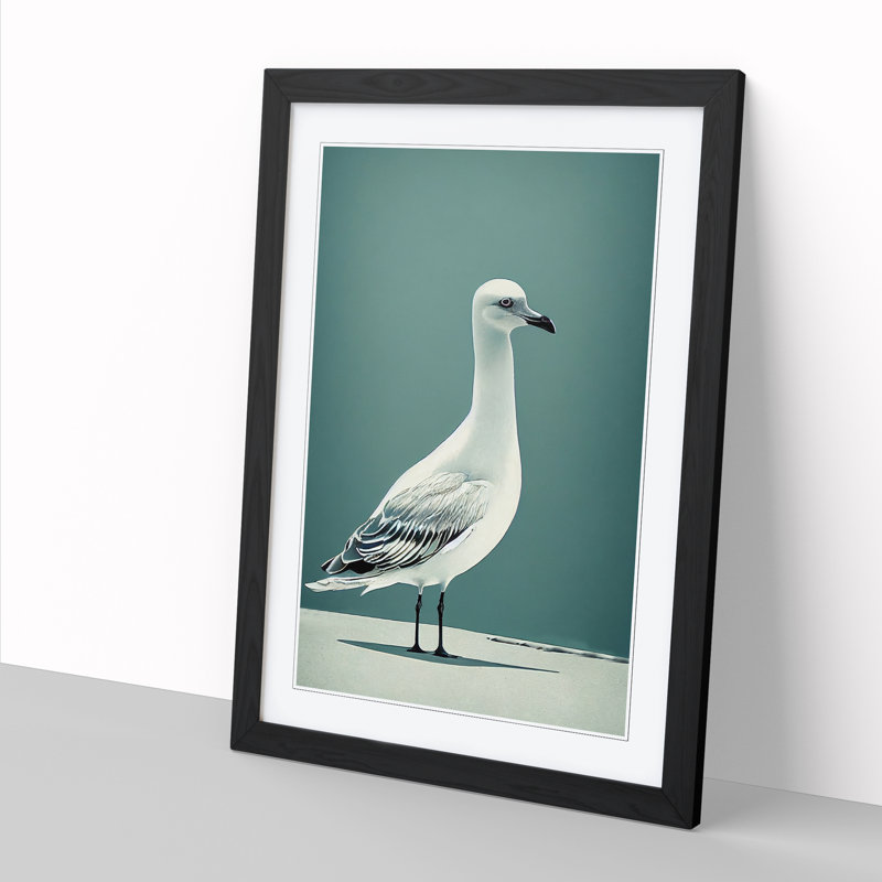 Seagull Portrait Vol.2 - Single Picture Frame Print, Black, 34cm H x 25cm W x 2cm D
