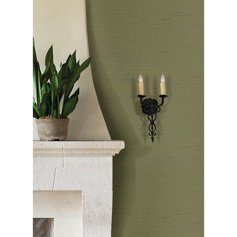 Loom Abstract Grass Cloth Wallpaper Roll, Sage, 20.5" W x 33' L