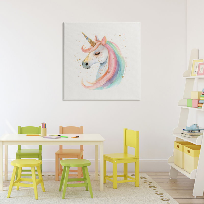 Toile de licorne aux accents dorés, design par Creative Studio, H 30 po x l 30 po