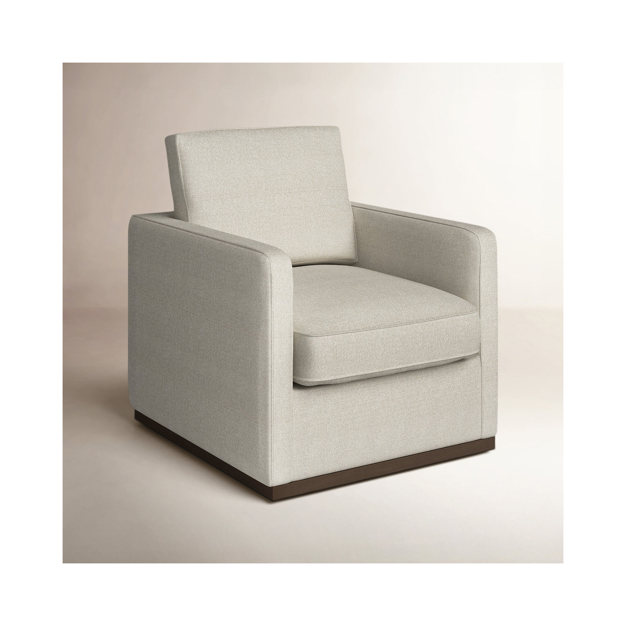 Bobbi Upholstered Swivel Armchair, Effie Linen Performance Linen