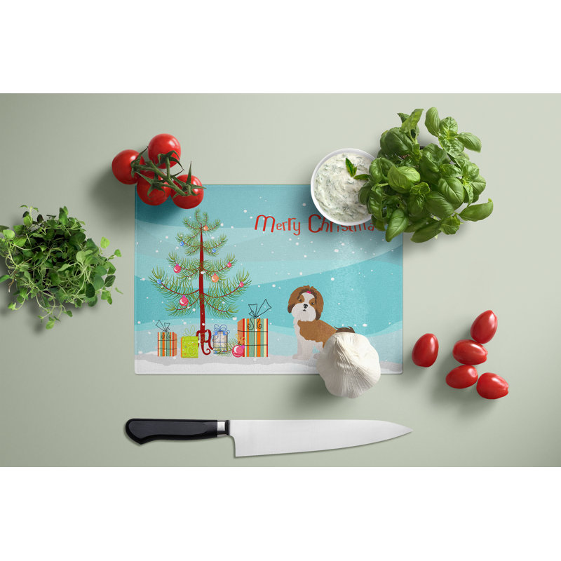Planche à découper en verre pour arbre de Noël Havapoo # 1 Large-bo3, Shih tzu impérial