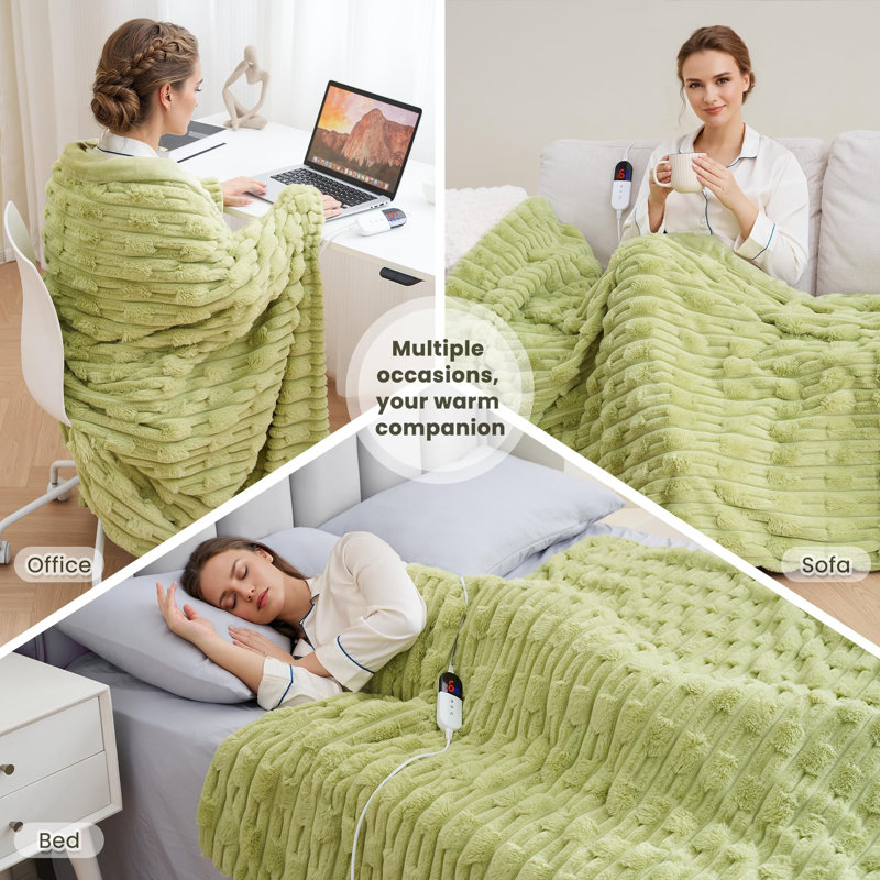 Heated Throw Blanket, Green