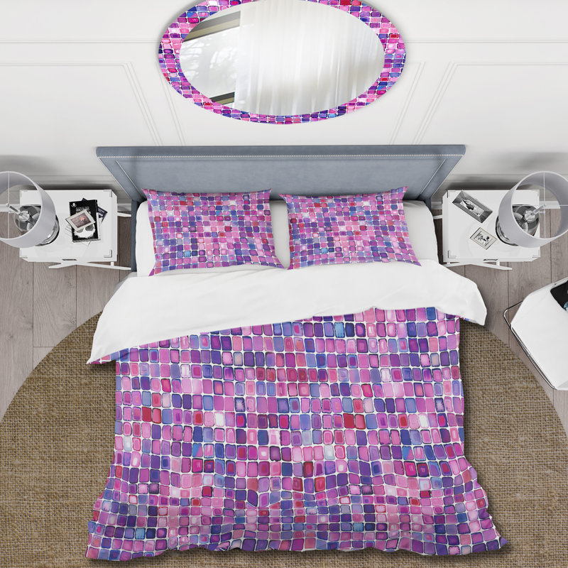 Ensemble de housse de couette rose Midcentury Mosaic Tiles III - Midcentury