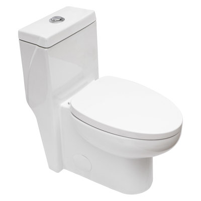 White Ceramic One Toilet With Dual Flush And Modern Look - Bathroom Silent Flushing Peaceful