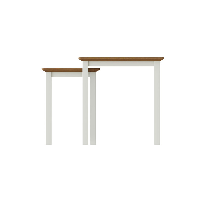 Daris Nest Of 2 Side End Tables. Solid Oak. Fully Assembled., Off White