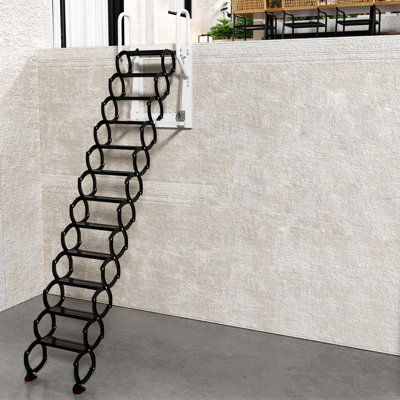 Seoul 9.84 Ft 12 - Step Steel Folding Attic Step Ladder