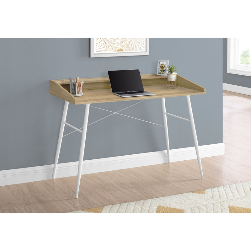 Bureau d'ordinateur, bureau personnel, ordinateur portable, tablettes de rangement, L 48 po, métal stratifié, contemporain, moderne