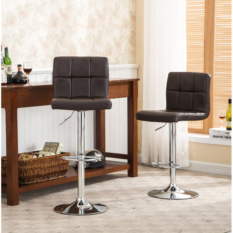 Tabouret de bar pivotant réglable en similicuir, ensemble de 2, Brown