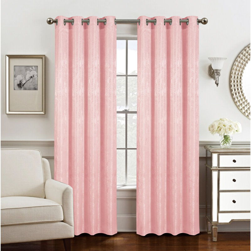 Triena Two Tone Woven Light Filtering Window Curtain Panel, 55" W x 84" L, Black