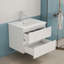 Ensemble de meuble-lavabo 24 po avec lavabo, armoire avec 2 grands tiroirs, système de fermeture en douceur, 2 grands tiroirs, conception sans poignée, assemblage facile, blanc brillant