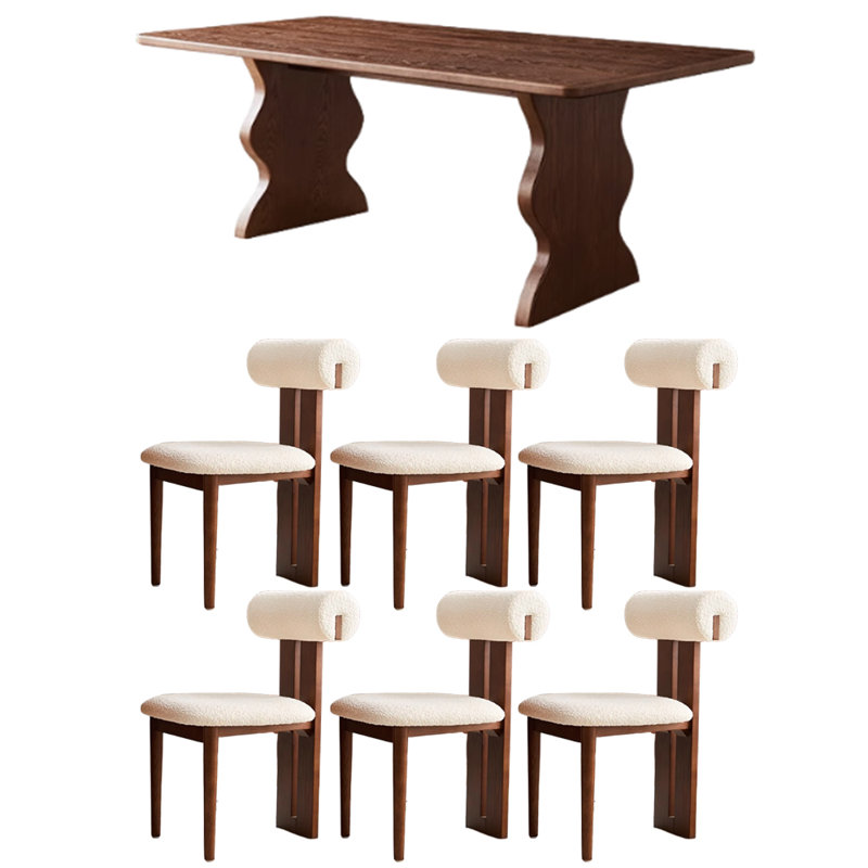 Retro Simple Design Rectangular Dining Table Set, 29.52"H x 62.99"L x 31.49"W