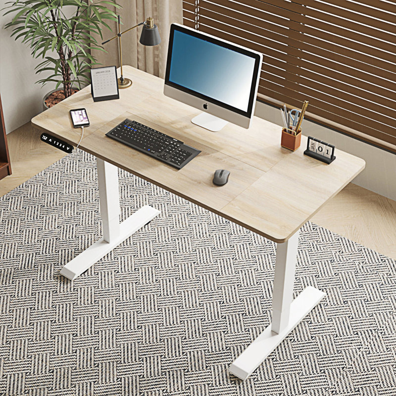 Electric Standing Desk, Height Adjustable Desk, Oak/White