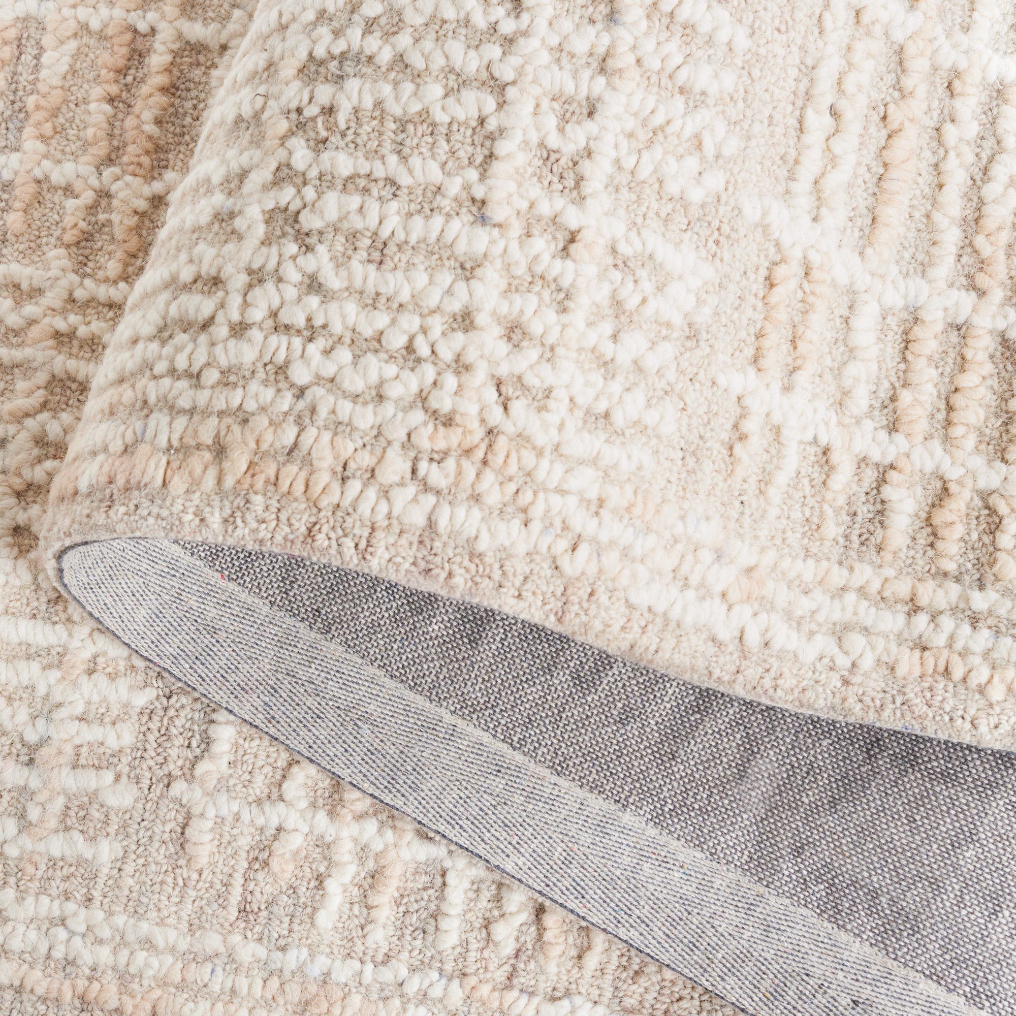 Arwen Geometric Hand Tufted Wool/Cotton Area Rug in Light Brown/Ivory, Runner 2'3" x 7'