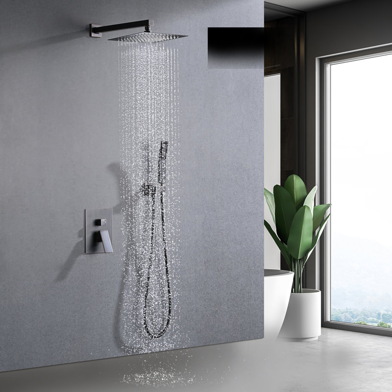 Robinet de douche à main effet pluie de 10 po avec buse autonettoyante, montage mural, système effet pluie en bronze huilé et portable.
