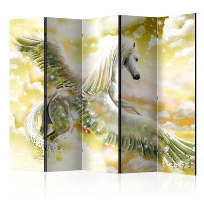225cm W x 172cm H 5 - Panel Solid Wood Folding Room Divider