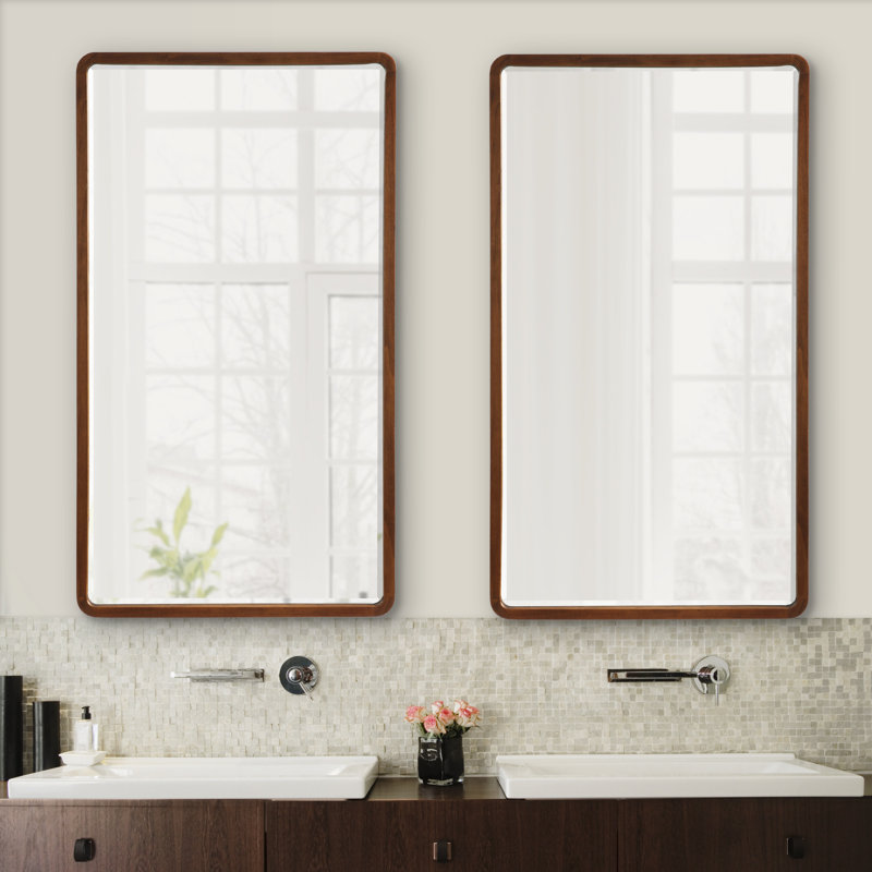 Branca Wood Flat Mirror, Walnut, 36" x 20"
