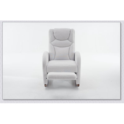 Teddy Fabric living room,bedroom Nursery and other indoor spaces Rocking Chair With Adjustable Footrest,:37.6-49.2"D×26"W×39"H