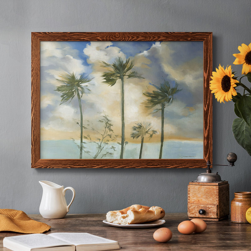 «Palmiers dans le vent», reproduction sur toile, Érable, H 26 po x l 38 po x P 1,5 po