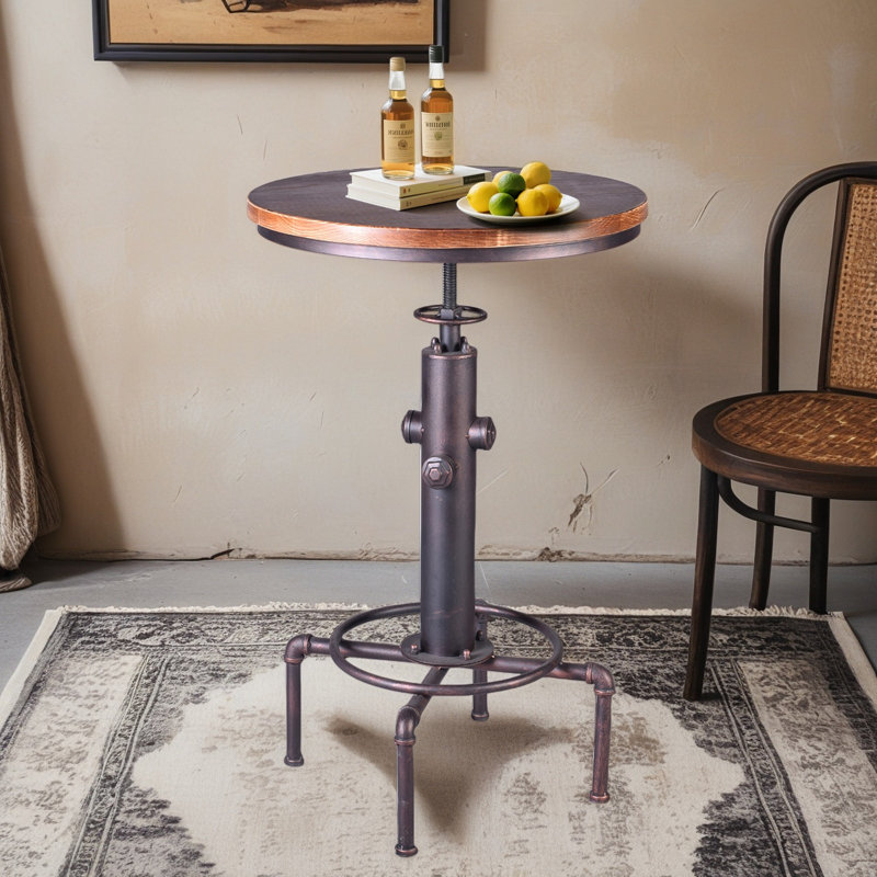Table bistro industrielle 32,28 à 36,22 po, Brun / cuivre antique